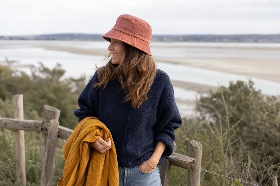Camille walking above Baie de Somme